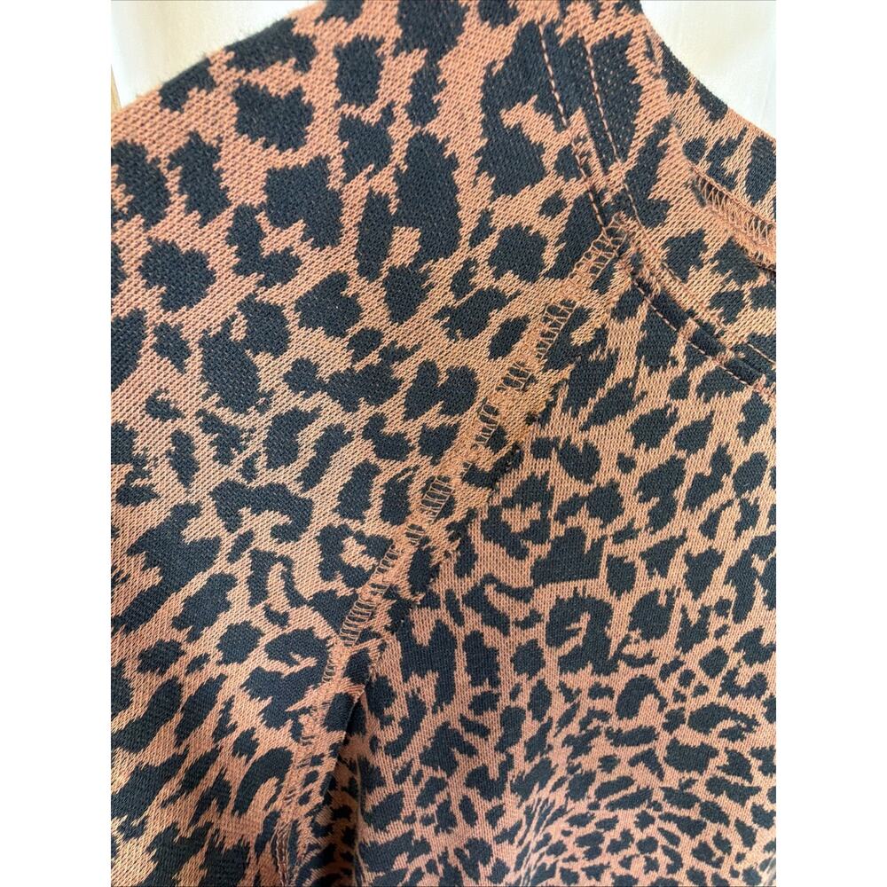 NWT New In Brown Black Cheetah Print Short Sleeve Knee Length Dress #1419 Size S - Picture 4 of 9